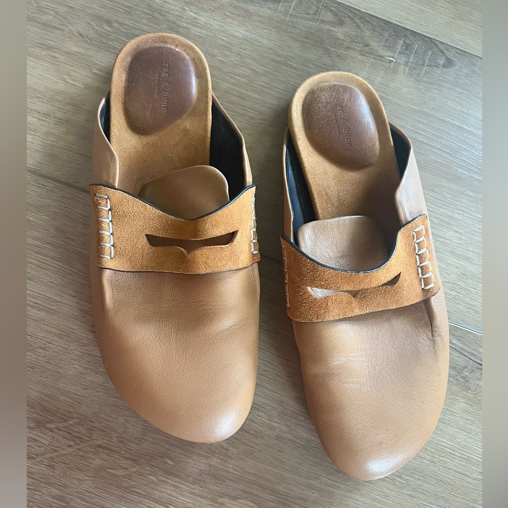 Rag & Bone Ansley Loafer Mule in Cinnamon Leather size 37.5 (US 7.5) - Picture 2 of 10